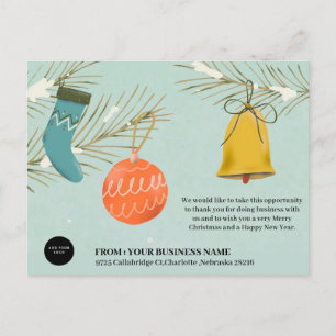 Blue Retro Weihnachts-Firmenlogo Feiertagspostkarte