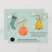 Blue Retro Weihnachts-Firmenlogo Feiertagspostkarte (Vorne/Hinten)