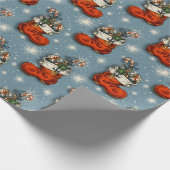 Blue Retro Weihnachts Weihnachtsschuhe Geschenkpapier (Ecke)