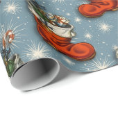 Blue Retro Weihnachts Weihnachtsschuhe Geschenkpapier (Rolleneckpunkt)