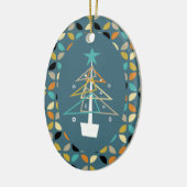 Blue Retro Weihnachtsbaum Mitte des Jahrhunderts Keramik Ornament (Links)