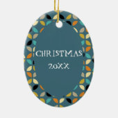 Blue Retro Weihnachtsbaum Mitte des Jahrhunderts Keramik Ornament (Hinten)