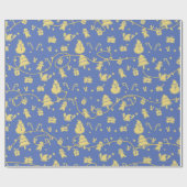Blue Retro Weihnachtsmuster Geschenkpapier (Flach)