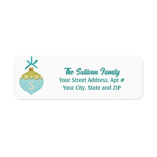 Blue Retro Weihnachtsschmuck Monogram (Vorne)