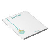 Blue Retro Weihnachtsschmuck Monogram Notizblock (angewinkelt)