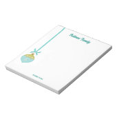 Blue Retro Weihnachtsschmuck Monogram Notizblock (Rotiert)