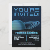Blue Retrowave-Party Einladung (Vorderseite)