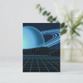 Blue Retrowave Postkarte (Stehend Vorderseite)