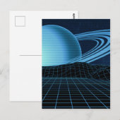 Blue Retrowave Postkarte (Vorne/Hinten)