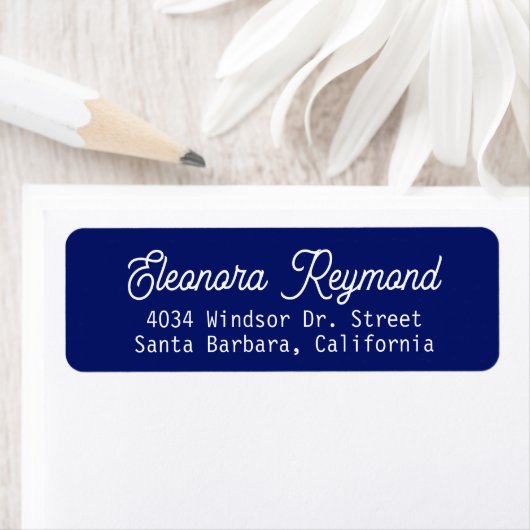 Blue Return Address Label mit Name (Insitu)