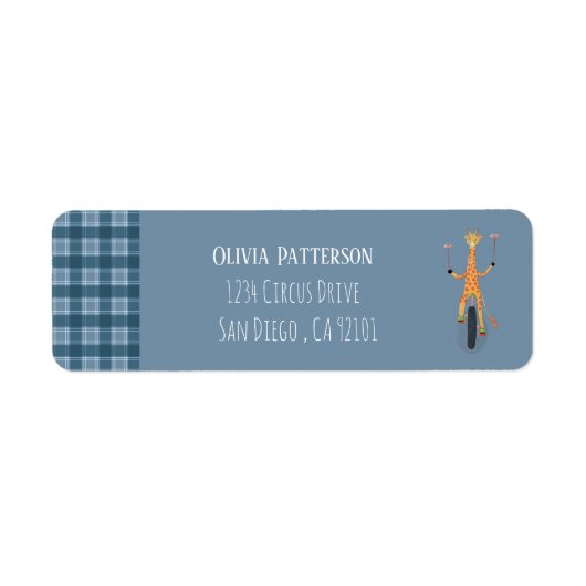Blue Return Address Labels with Circus Giraffe (Vorne)