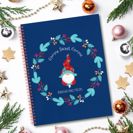 Blue Rezept Kochbuch Holiday Gnome Blumenstrauß Notizblock