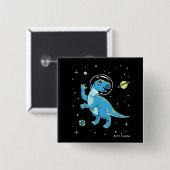 Blue Rhabdodon Dinos im Weltraum Button (Vorne & Hinten)