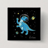 Blue Rhabdodon Dinos im Weltraum Button (Vorderseite)