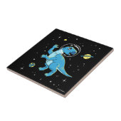 Blue Rhabdodon Dinos im Weltraum Fliese (Seite)