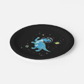 Blue Rhabdodon Dinos im Weltraum Pappteller (Schrägansicht)