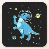 Blue Rhabdodon Dinos im Weltraum Rechteckiger Pappuntersetzer (Vorderseite)