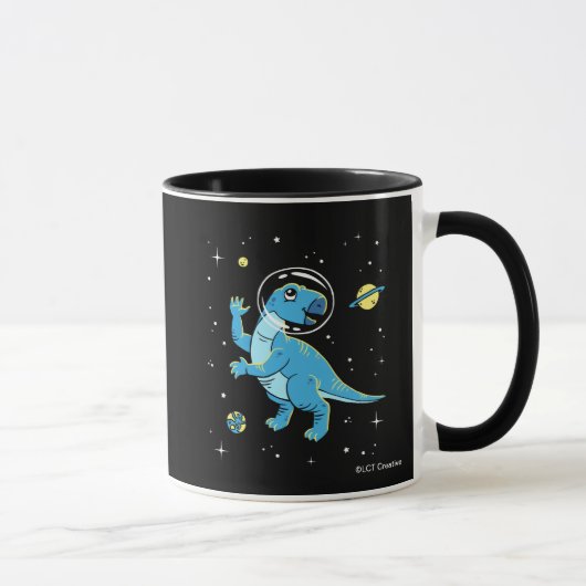 Blue Rhabdodon Dinos im Weltraum Tasse (Rechts)