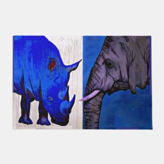 Blue Rhino and Elephant feng shui rug mat Fußmatte