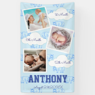Blue Rhino Muster Name Birthday Foto Album Baby Banner