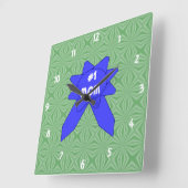 Blue Ribbon #1 Mama änderbarer Texturhintergrund Quadratische Wanduhr (Winkel)