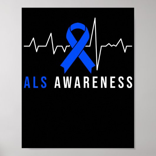 Blue Ribbon ALS Awareness Heartbeat Poster (Vorne)