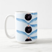 Blue Ribbon and Black Ornament Holiday Card Kaffeetasse (Links)