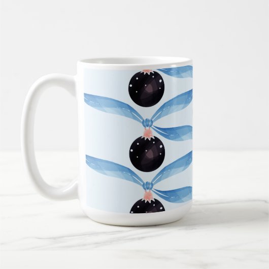 Blue Ribbon and Black Ornament Holiday Card Kaffeetasse (Links)