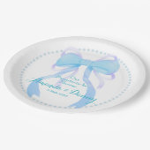 Blue Ribbon Baby Boy Shower  Pappteller (Schrägansicht)