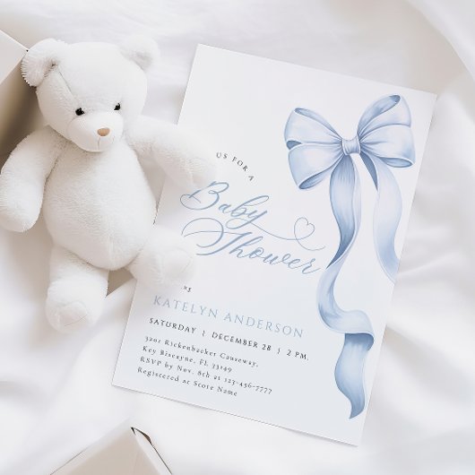 Blue Ribbon Baby Dusche Einladung