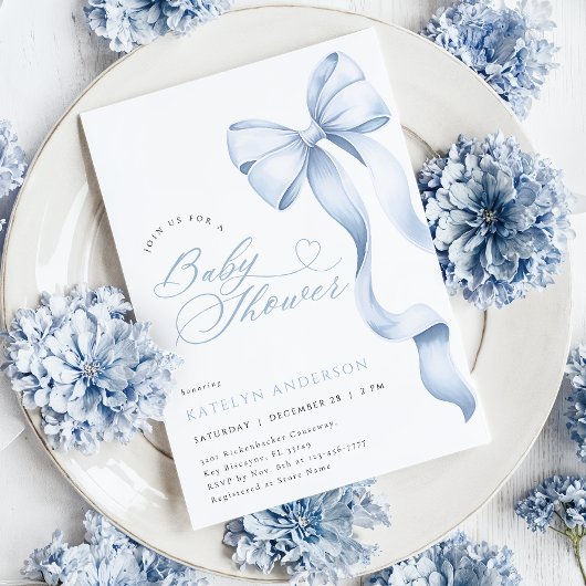 Blue Ribbon Baby Dusche Einladung