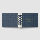 Blue Ribbon Bound Look Custom Wedding Gästebuch (Voll)