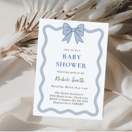 Blue Ribbon Bow Baby Dusche Einladung