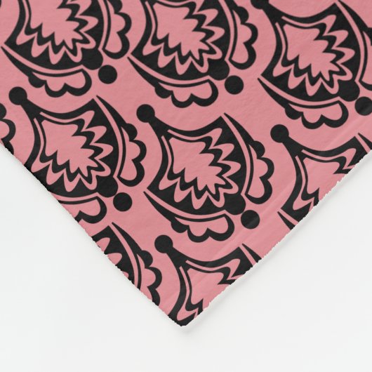 Blue Ribbon Bow Black Chandelier Damask Monogram Fleecedecke (Ecke)