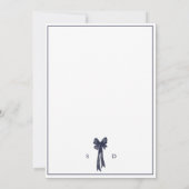 Blue Ribbon Bow Elegance Wedding Einladung (Rückseite)