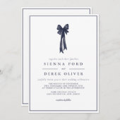 Blue Ribbon Bow Elegance Wedding Einladung (Vorne/Hinten)