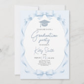 Blue Ribbon Bow Graduation Invitation Einladung (Vorderseite)