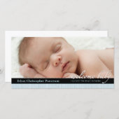 Blue Ribbon Boy Baby Birth Ankündigung Fotokarte (Vorne/Hinten)