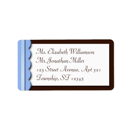 Blue Ribbon Brown Border Address Labels Adressaufkleber (Vorne)