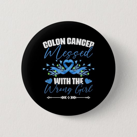 Blue Ribbon Colon Cancer Girl Survivor Colorectal Button (Vorderseite)