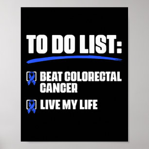 Blue Ribbon Colon Cancer Survivor Beat Colorectal Poster