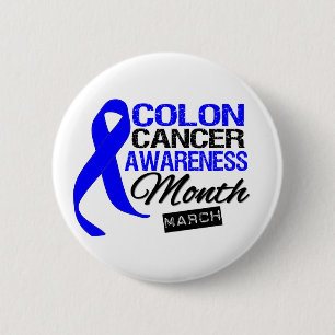 Blue Ribbon Colon Krebs Bewusstsein Monat Button