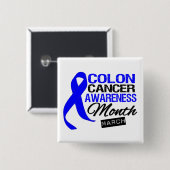 Blue Ribbon Colon Krebs Bewusstsein Monat Button (Vorne & Hinten)
