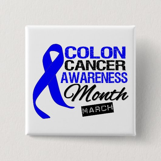 Blue Ribbon Colon Krebs Bewusstsein Monat Button (Vorderseite)