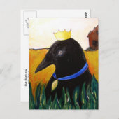 Blue Ribbon Crow Postkarte (Vorne/Hinten)