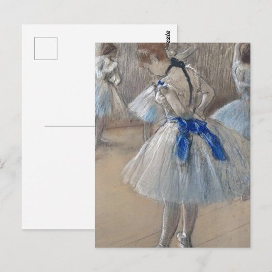 Blue Ribbon Dancer Edgar Degas Postkarte (Vorne/Hinten)