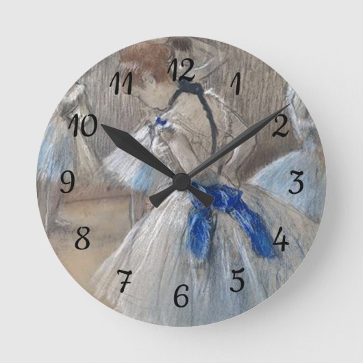 Blue Ribbon Dancer Edgar Degas Runde Wanduhr (Vorderseite)