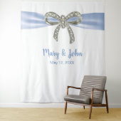 Blue Ribbon Diamond Bow Wedding Background Wandteppich (Beispiel)