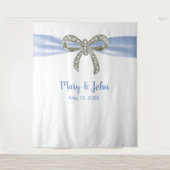 Blue Ribbon Diamond Bow Wedding Background Wandteppich (Vorderseite)