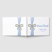 Blue Ribbon Diamond Bow Wedding Guestbook Gästebuch (Voll)